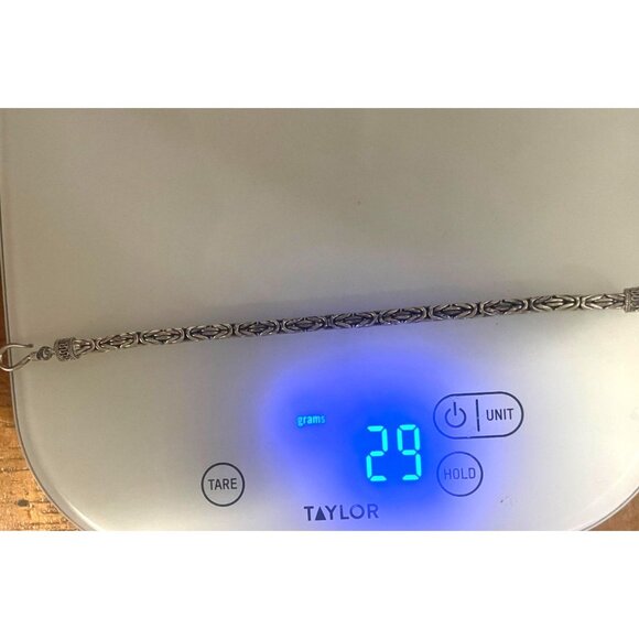 Sterling Silver 925 Byzantine Chain Bracelet 8 5/8" Long Fish Hook Closure 29g - Picture 9 of 9